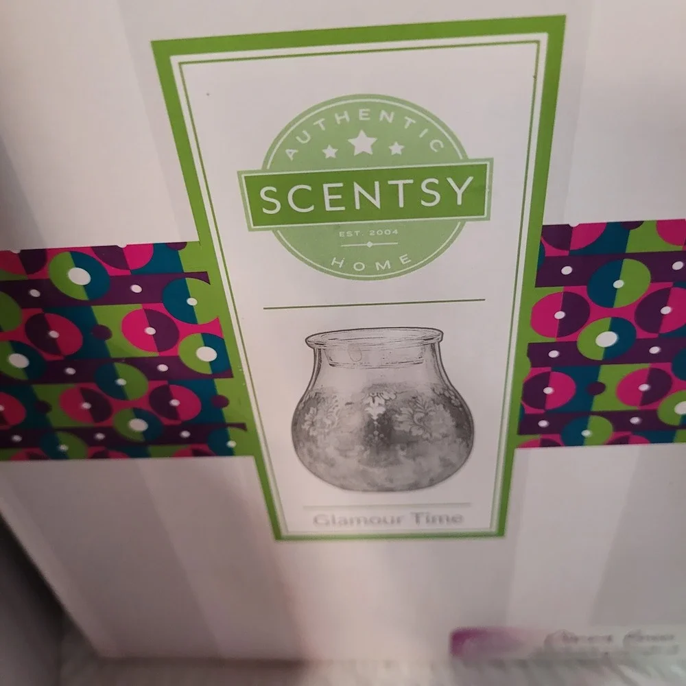 Scentsy Glamour Time Warmer Authentic Home Glass Etched Floral Electric Wax Melt